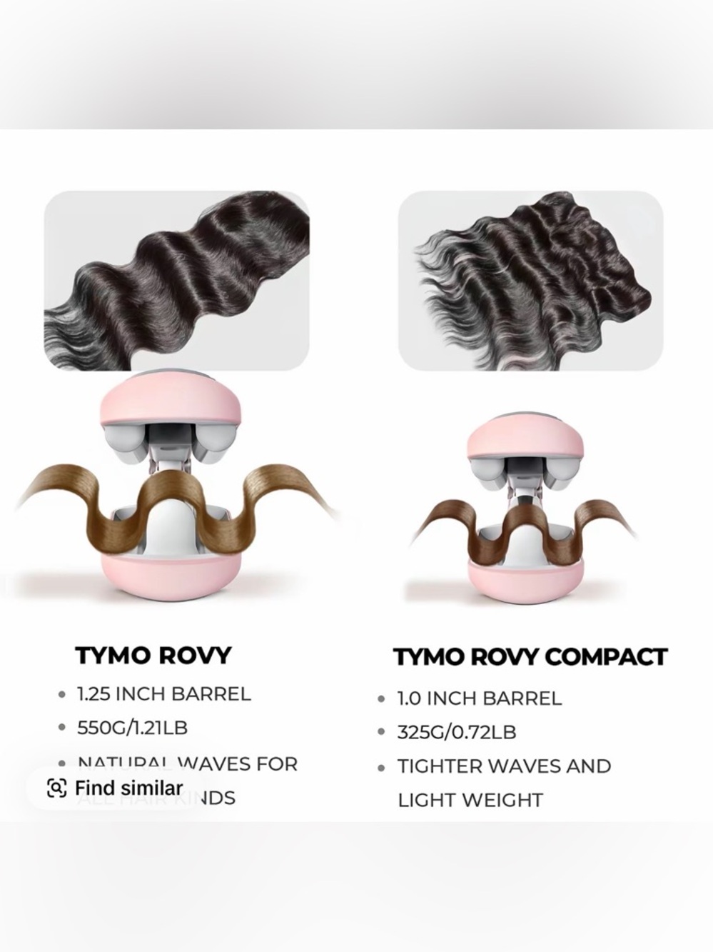 TYMO Rovy Compact Wave Curling Iron - Pink NIB - Picture 6 of 8